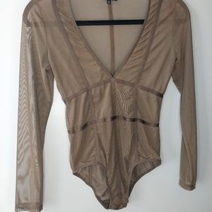 Mesh brown bodysuit